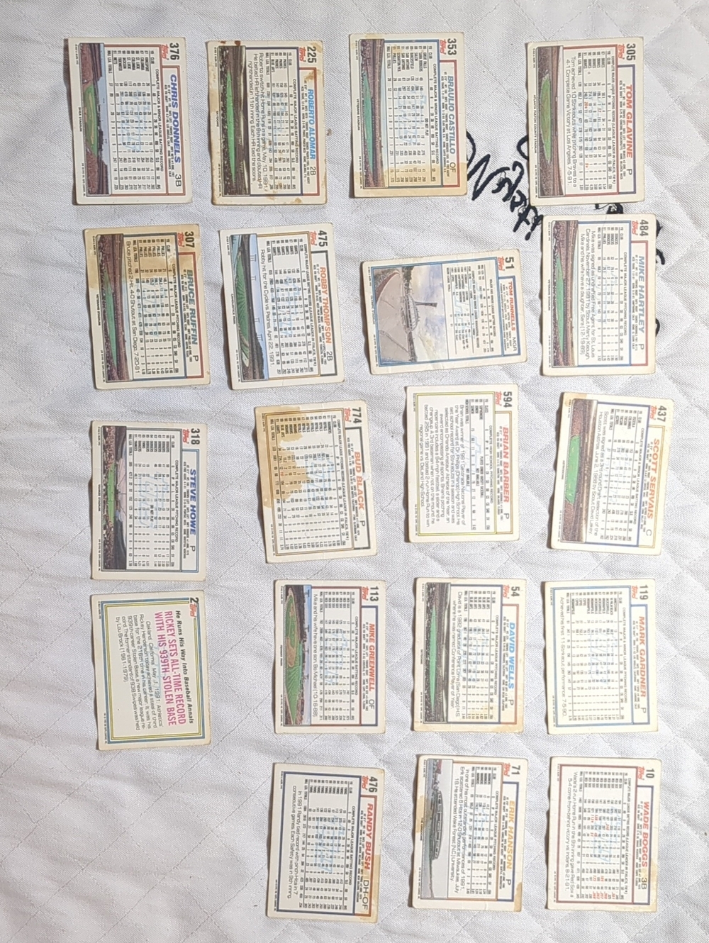 19 Card Vintage 1992 Topps Baseball Lot Glavine Boggs Alomar Henderson HOF